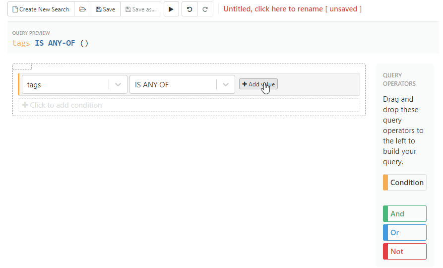 Create Search with IS-ANY-OF