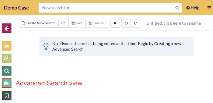 Create a search query using advanced search view