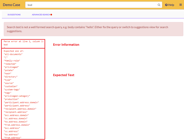 Advanced search bar prompts