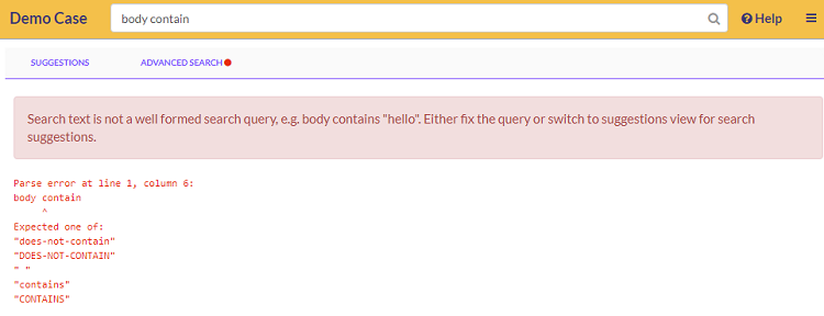 Location of parse error