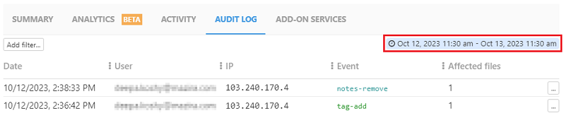 Change date/time range