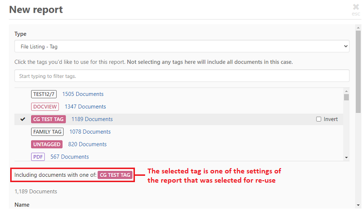 New Report being created with existing report settings