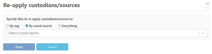 Select the tag or saved search