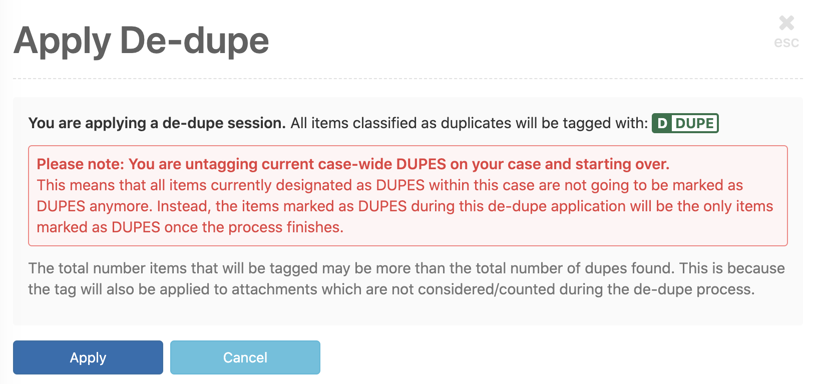 De-duplication statistics