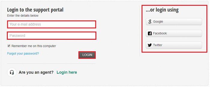 Enter login information