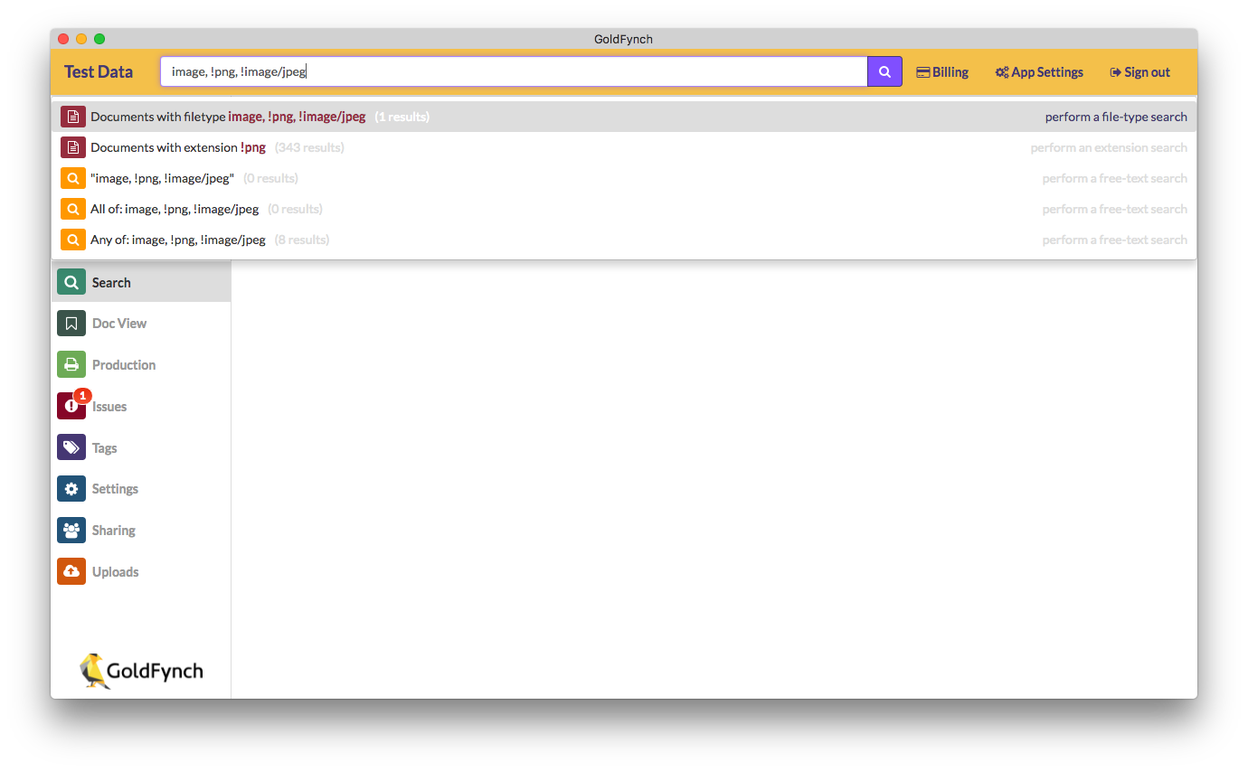 Search by Extensions Example