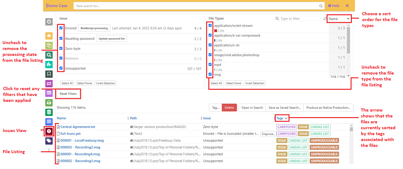 Access the issues view