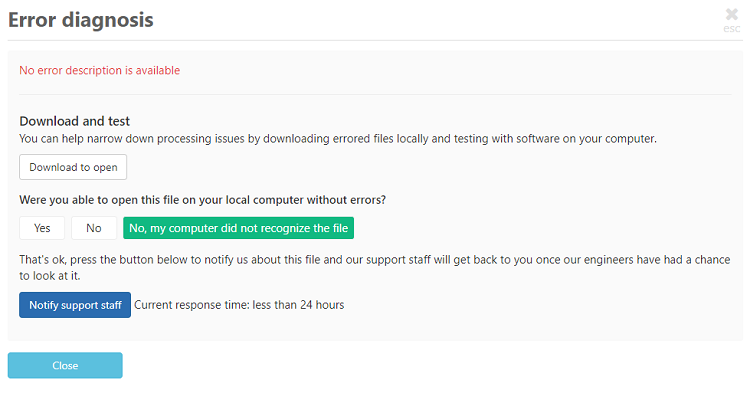 Errored file not recognized
