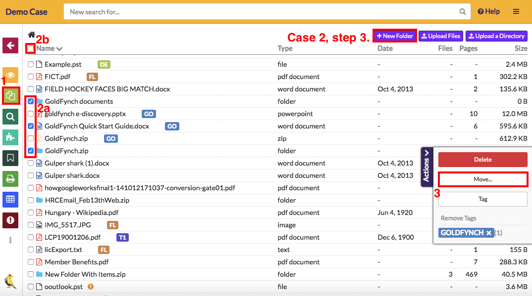 Select files to move