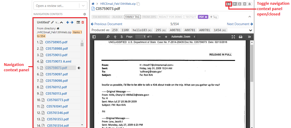 Open and close the Navigation Context panel