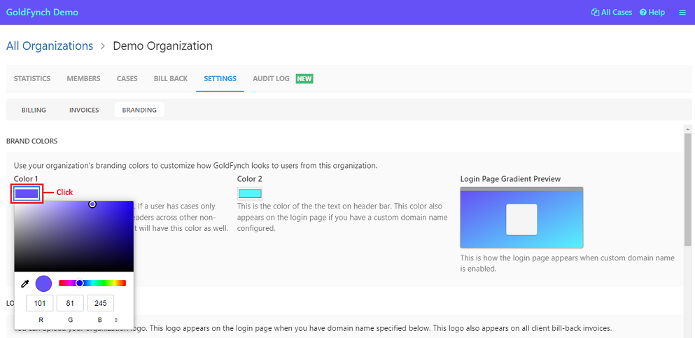 Choose colors to be used as brand colors across goldfynch