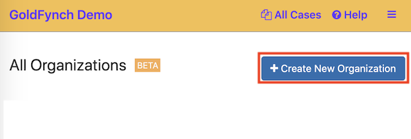 Click on +Create new Organization
