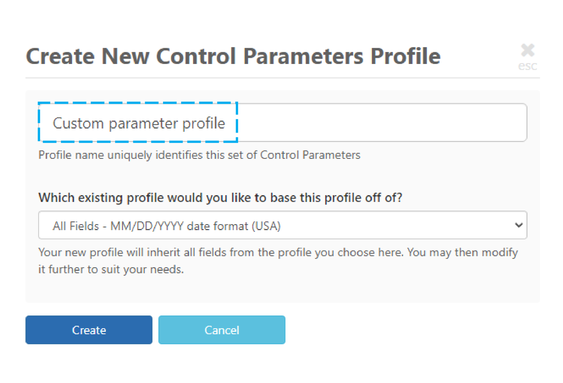 Control Parameter profiles