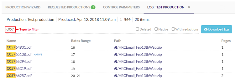 Type into the bar to filter