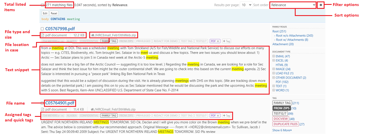 The search view and its functions