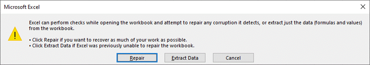 Corrupted file warnings