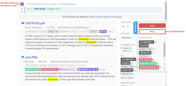 Select all files and tag them