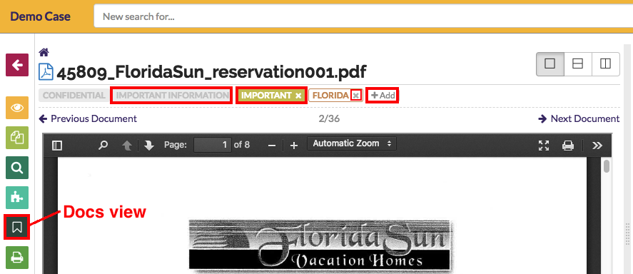Assign and remove tags from the Docs view