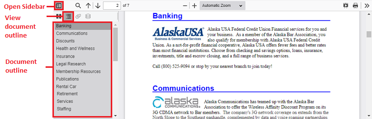 view the document outline