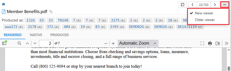 Document viewer button
